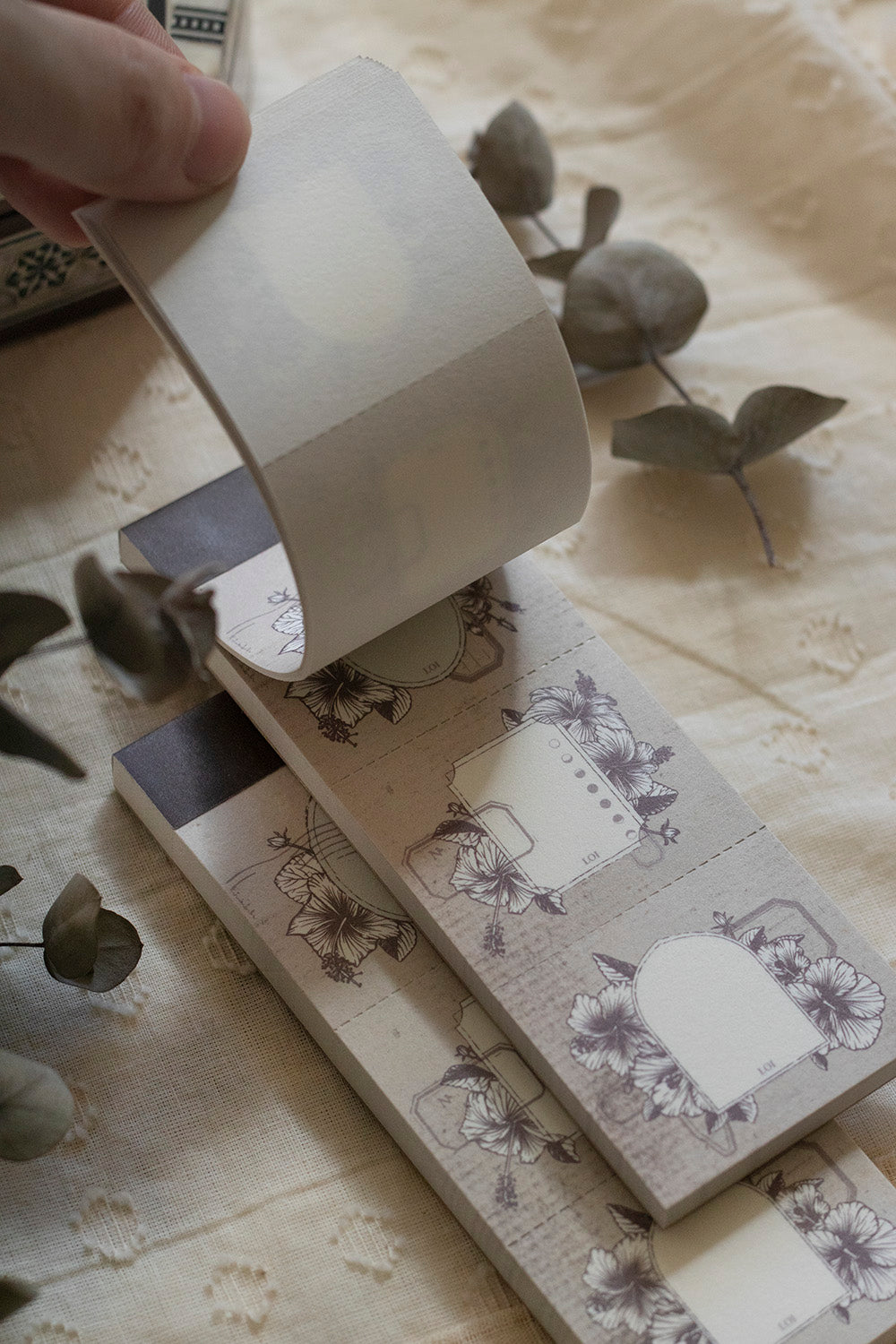 Letter Pad | Old Book Page - Hibiscus Frame