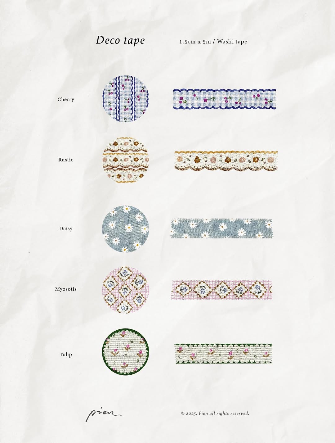 (PRE ORDER) Washi Tape | Deco Tape (1.5cm) (with options)
