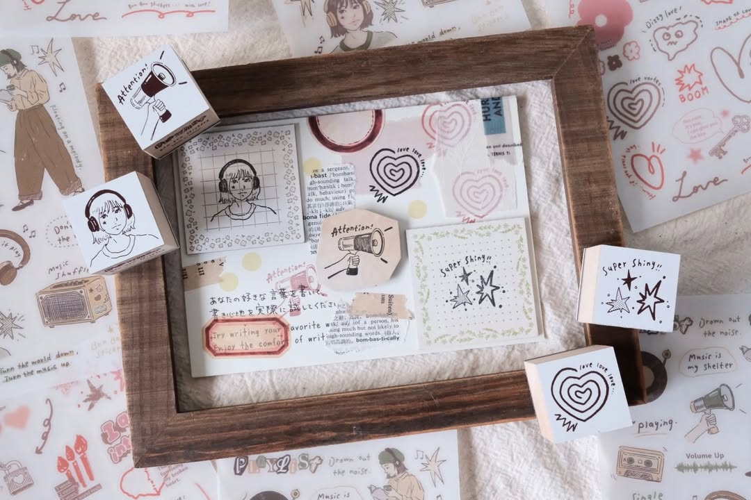 Stamps | Attention / Girl Listening to Music / Love Love Love / Super Shiny