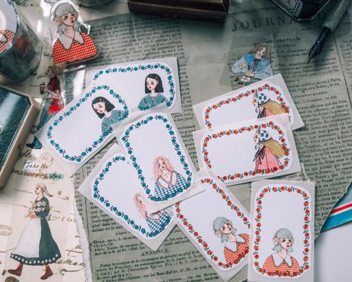 Label Sticker | A-style flower frame octagonal label sticker