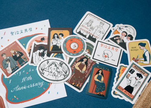 Sticker set | Aiya Bungu Stationery store 10th Anniversary (24 Sheets)