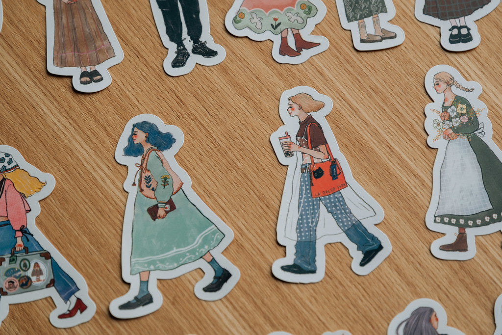 Tin box sticker set | We move forward happily