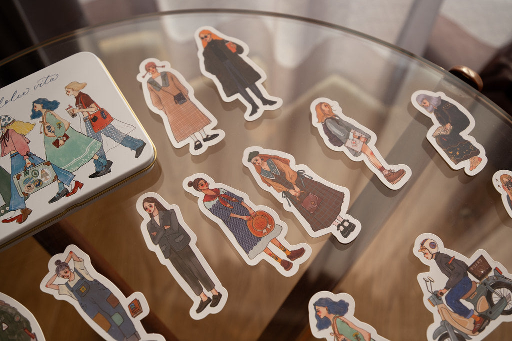 Tin box sticker set | We move forward happily