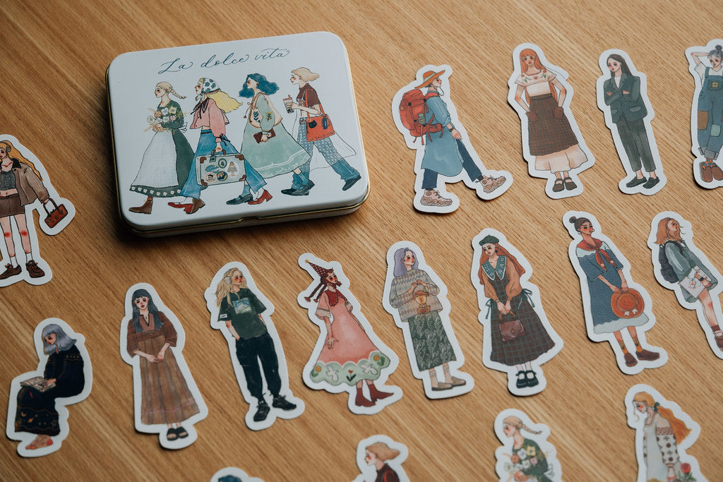 Tin box sticker set | We move forward happily
