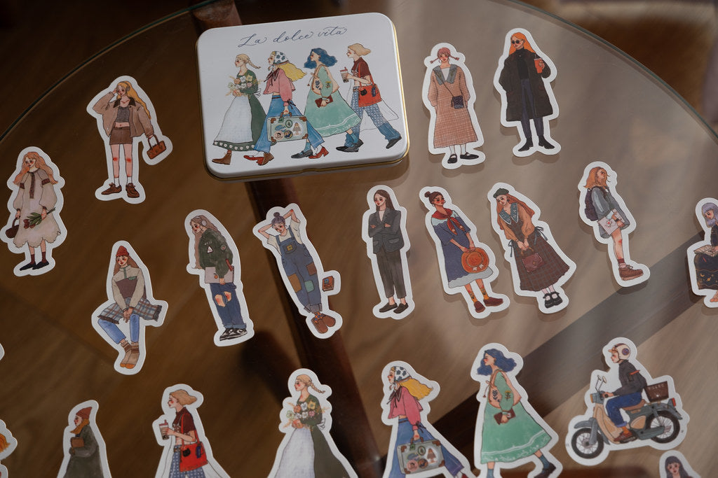 Tin box sticker set | We move forward happily