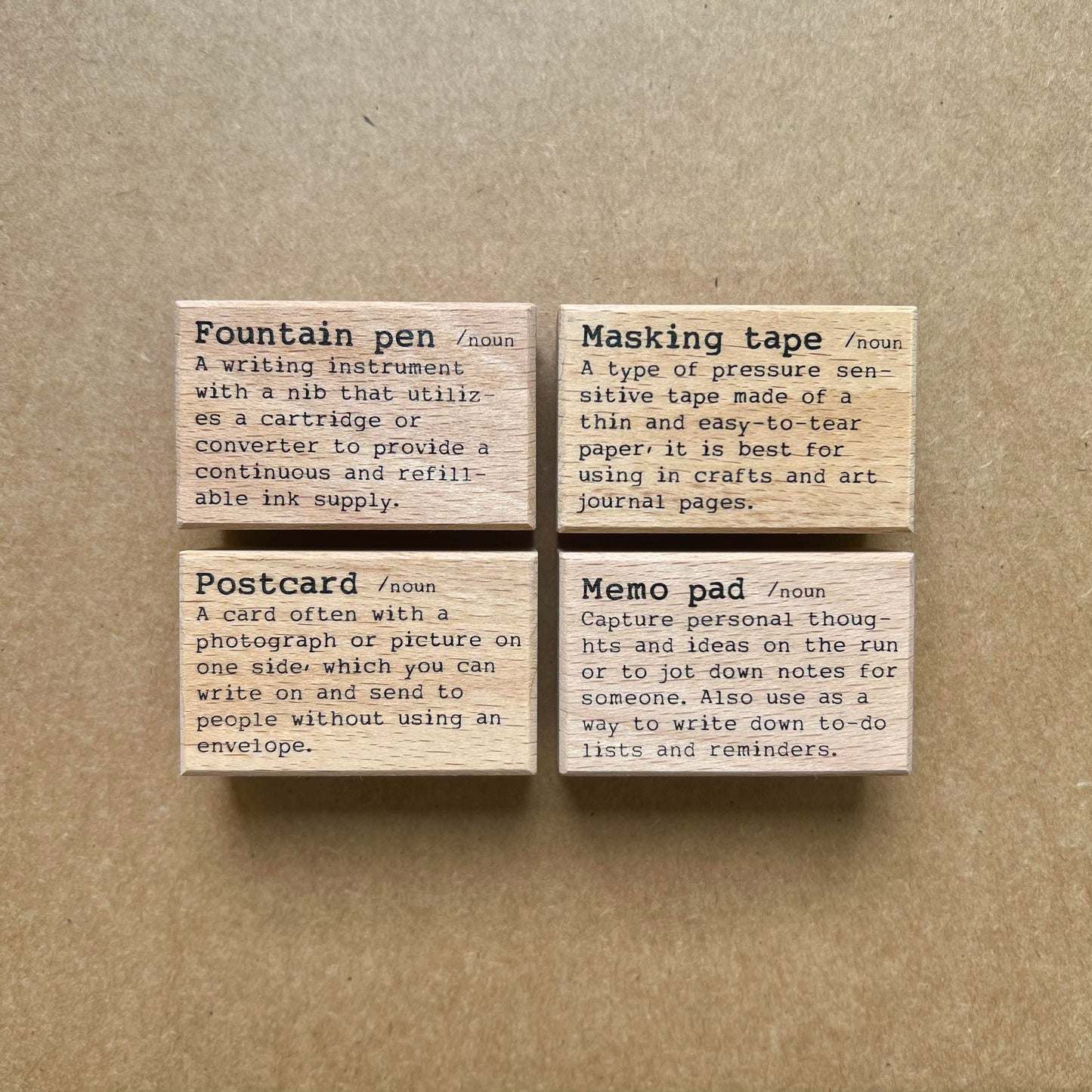 Stamps | Dictionary Series: Memo pad, Fountain pen, Masking tape, Postcard