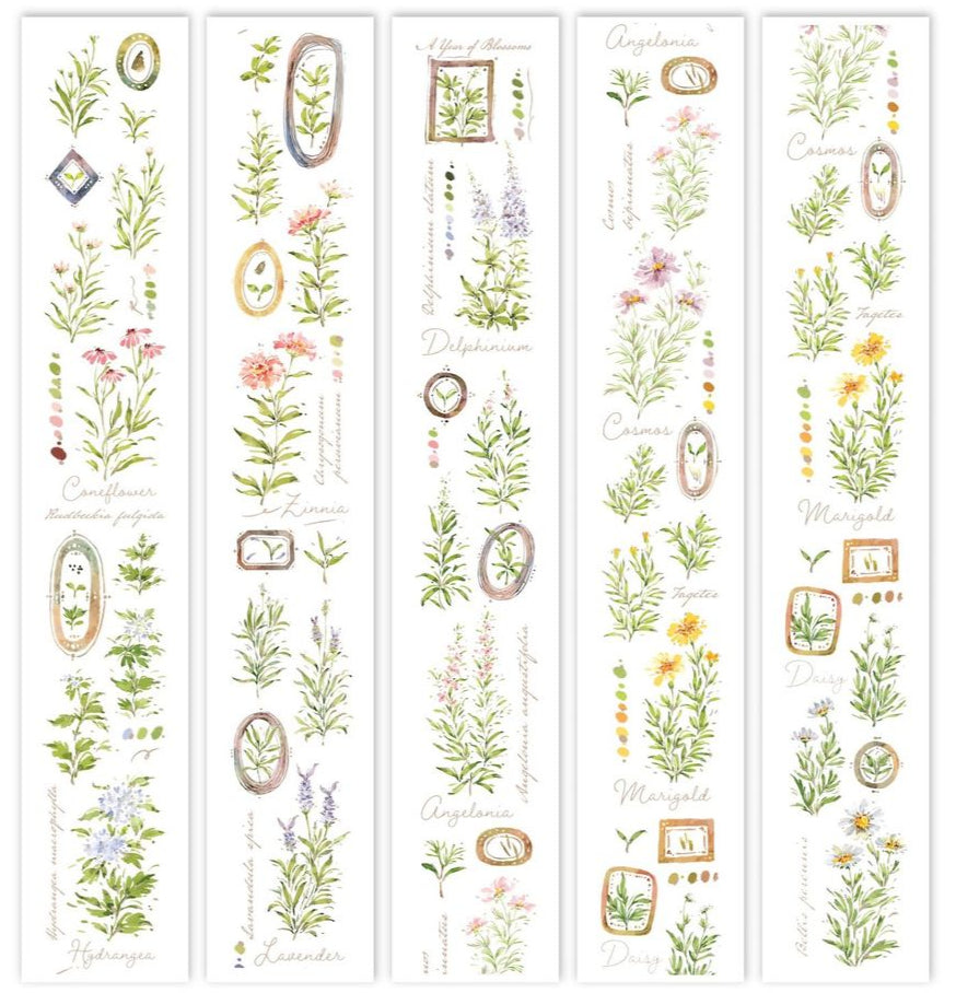 (PRE ORDER) Washi Tape | A Year of Blossom Summer (5cm) (with Gold Foil)