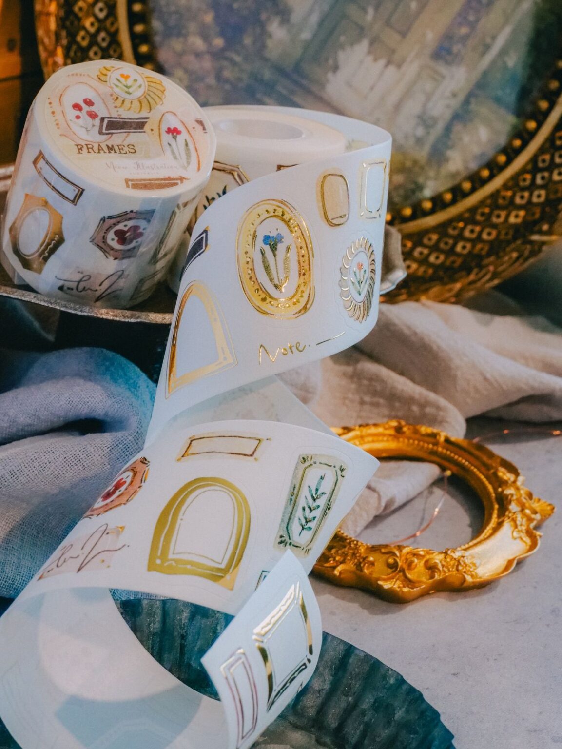 (PRE ORDER) Kiss-cut Washi Tape | Frames (5cm) (with Gold Foil)
