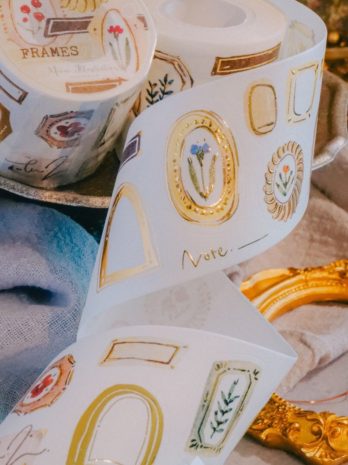 (PRE ORDER) Kiss-cut Washi Tape | Frames (5cm) (with Gold Foil)