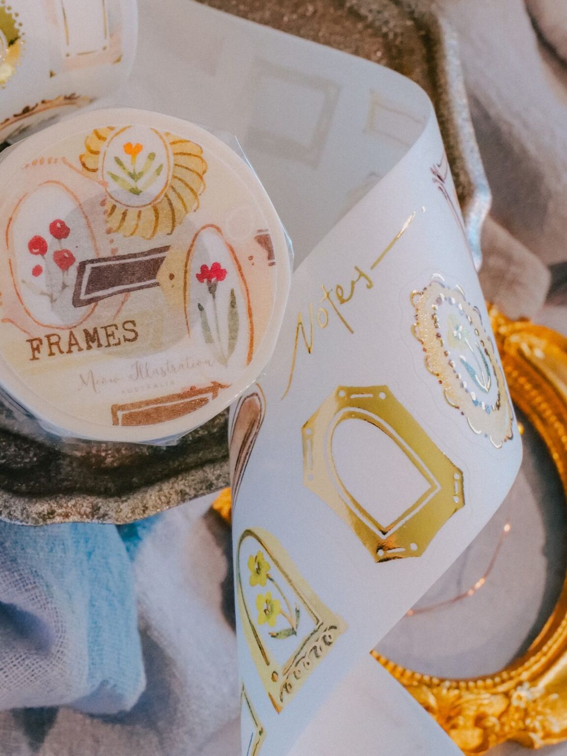 (PRE ORDER) Kiss-cut Washi Tape | Frames (5cm) (with Gold Foil)