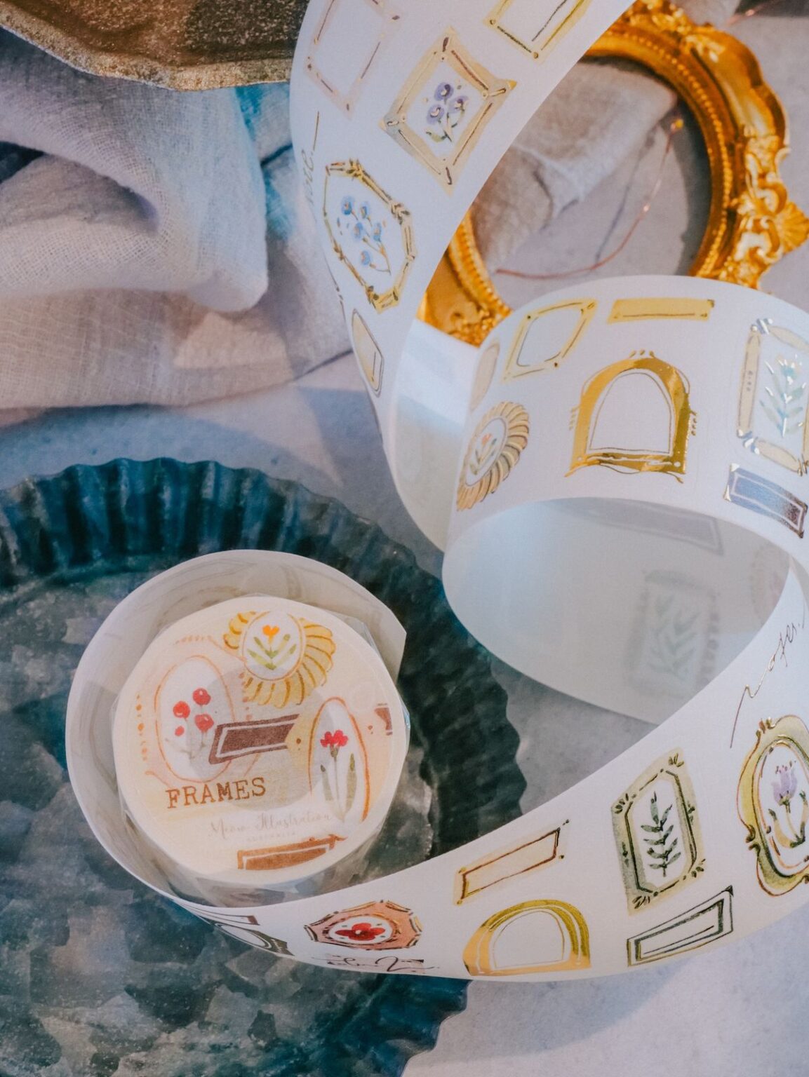(PRE ORDER) Kiss-cut Washi Tape | Frames (5cm) (with Gold Foil)
