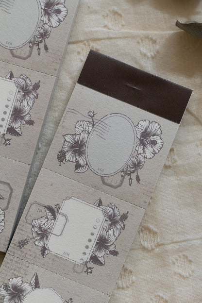 Letter Pad | Old Book Page - Hibiscus Frame