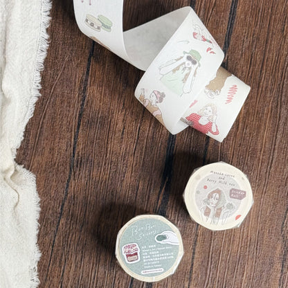 Kiss-cut Washi Tape | Matcha Latte & Berry Milk Tea (3cm)