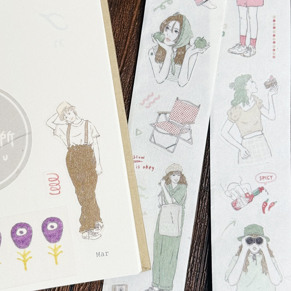 Kiss-cut Washi Tape | Matcha Latte & Berry Milk Tea (3cm)