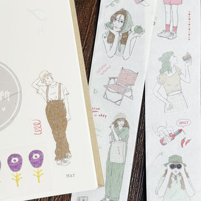 Kiss-cut Washi Tape | Matcha Latte & Berry Milk Tea (3cm)