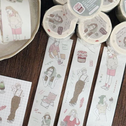 Kiss-cut Washi Tape | Matcha Latte & Berry Milk Tea (3cm)