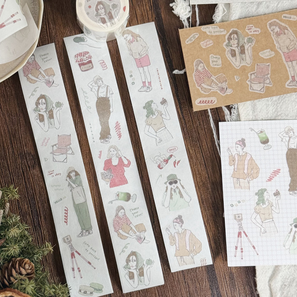 Kiss-cut Washi Tape | Matcha Latte & Berry Milk Tea (3cm)