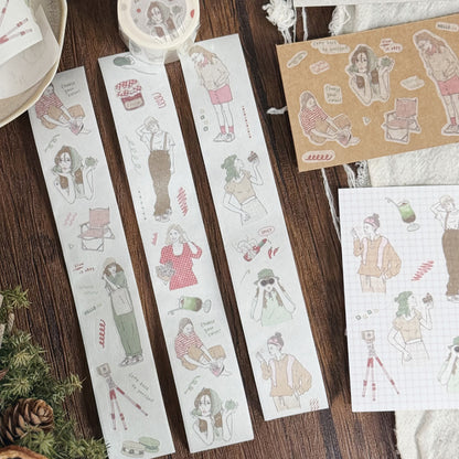 Kiss-cut Washi Tape | Matcha Latte & Berry Milk Tea (3cm)