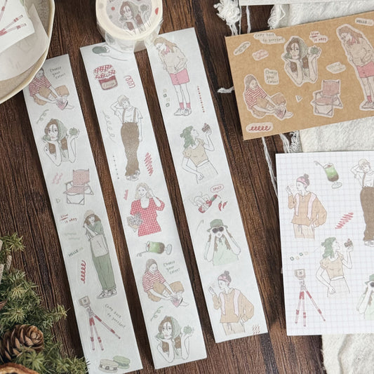 Kiss-cut Washi Tape | Matcha Latte & Berry Milk Tea (3cm)