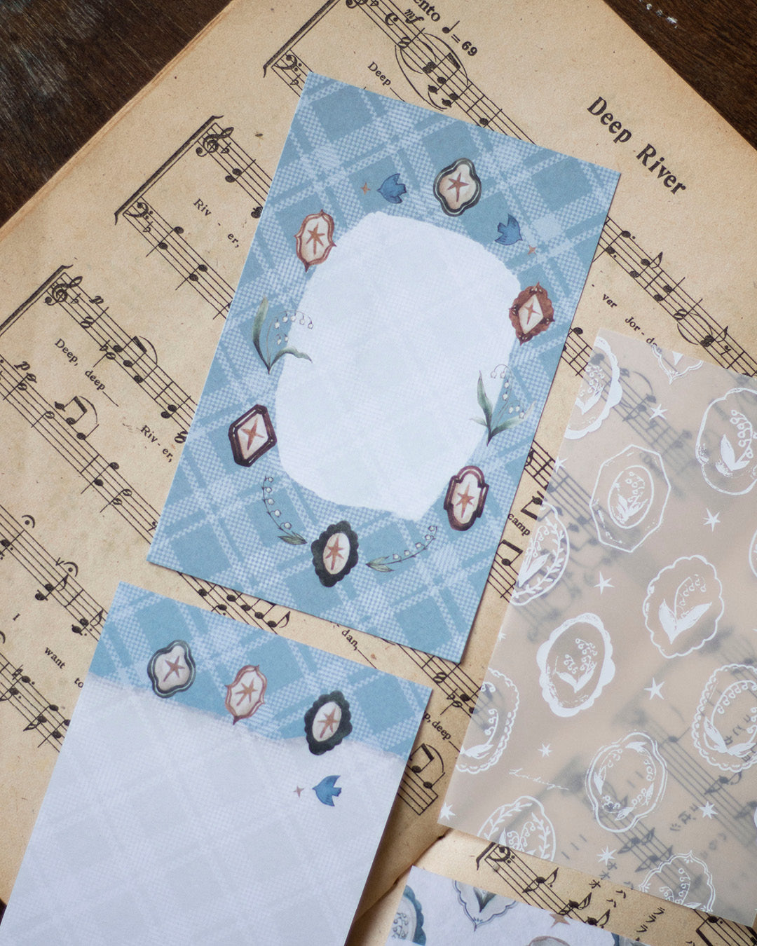 Loi Design Memo | Mini 6 - Lily of the Valley Collection – Floral Plate (Tracing Paper + Double-sided Writing Paper)