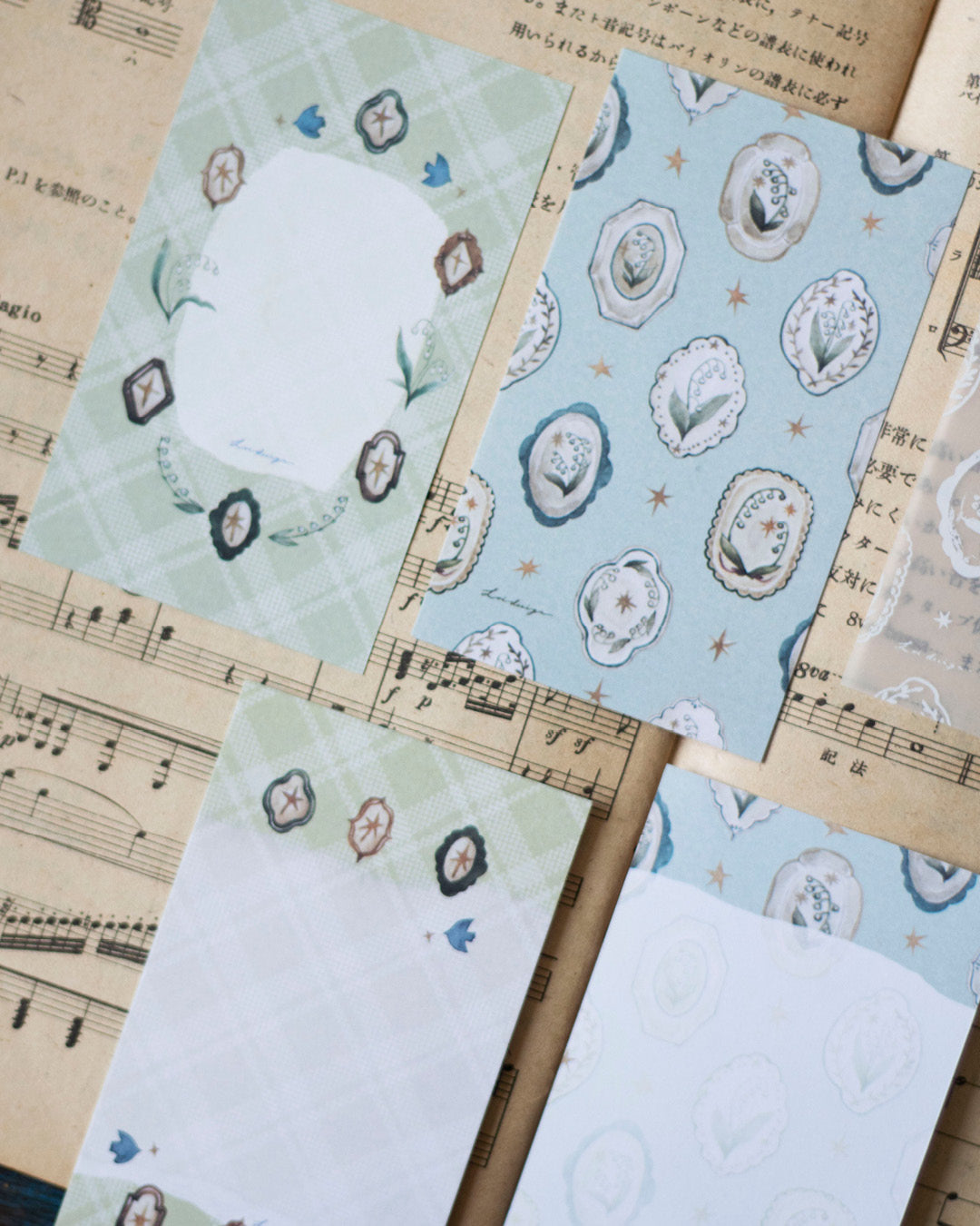 Loi Design Memo | Mini 5 - Lily of the Valley Collection – Floral Plate (Tracing Paper + Double-sided Writing Paper)