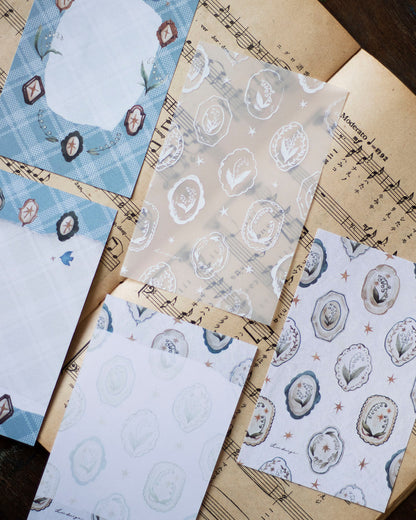 Loi Design Memo | Mini 6 - Lily of the Valley Collection – Floral Plate (Tracing Paper + Double-sided Writing Paper)
