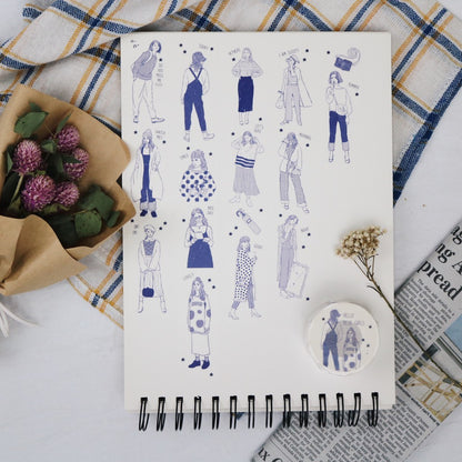 Washi Tape | Monochrome Girl - Blue (3cm)