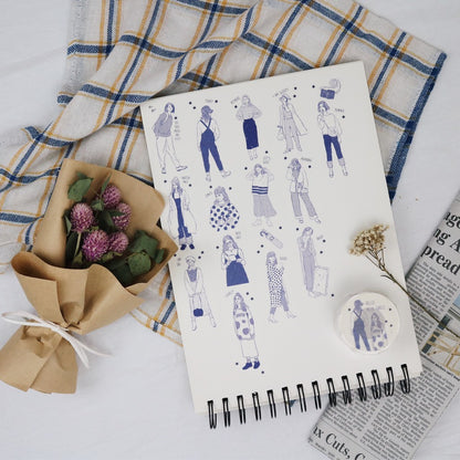 Washi Tape | Monochrome Girl - Blue (3cm)