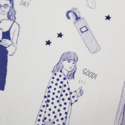 Washi Tape | Monochrome Girl - Blue (3cm)