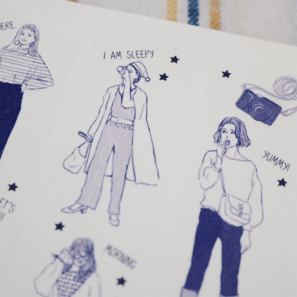Washi Tape | Monochrome Girl - Blue (3cm)
