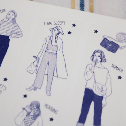 Washi Tape | Monochrome Girl - Blue (3cm)