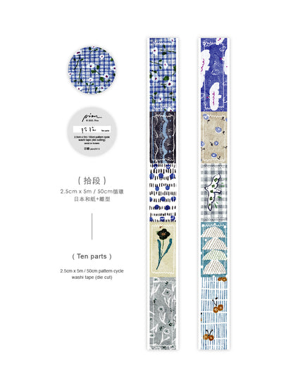 Kiss-cut Washi Tape |  Ten Parts (2.5cm)