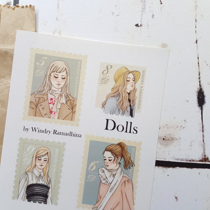 Postal Stamp Stickers Set | Dolls