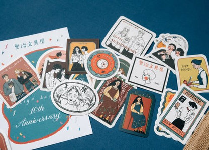Sticker set | Aiya Bungu Stationery store 10th Anniversary (24 Sheets)