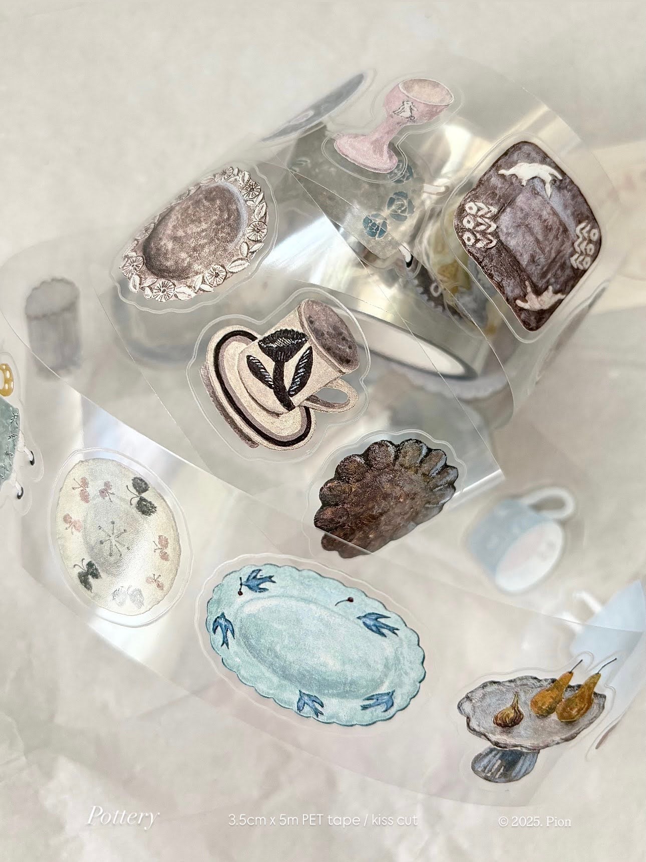 Kiss-cut Glossy PET Tape | Pottery (3.5cm)