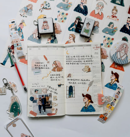Acrylic charm | Music Girl – Books & Bubble Milk Tea
