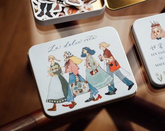 Tin box sticker set | We move forward happily