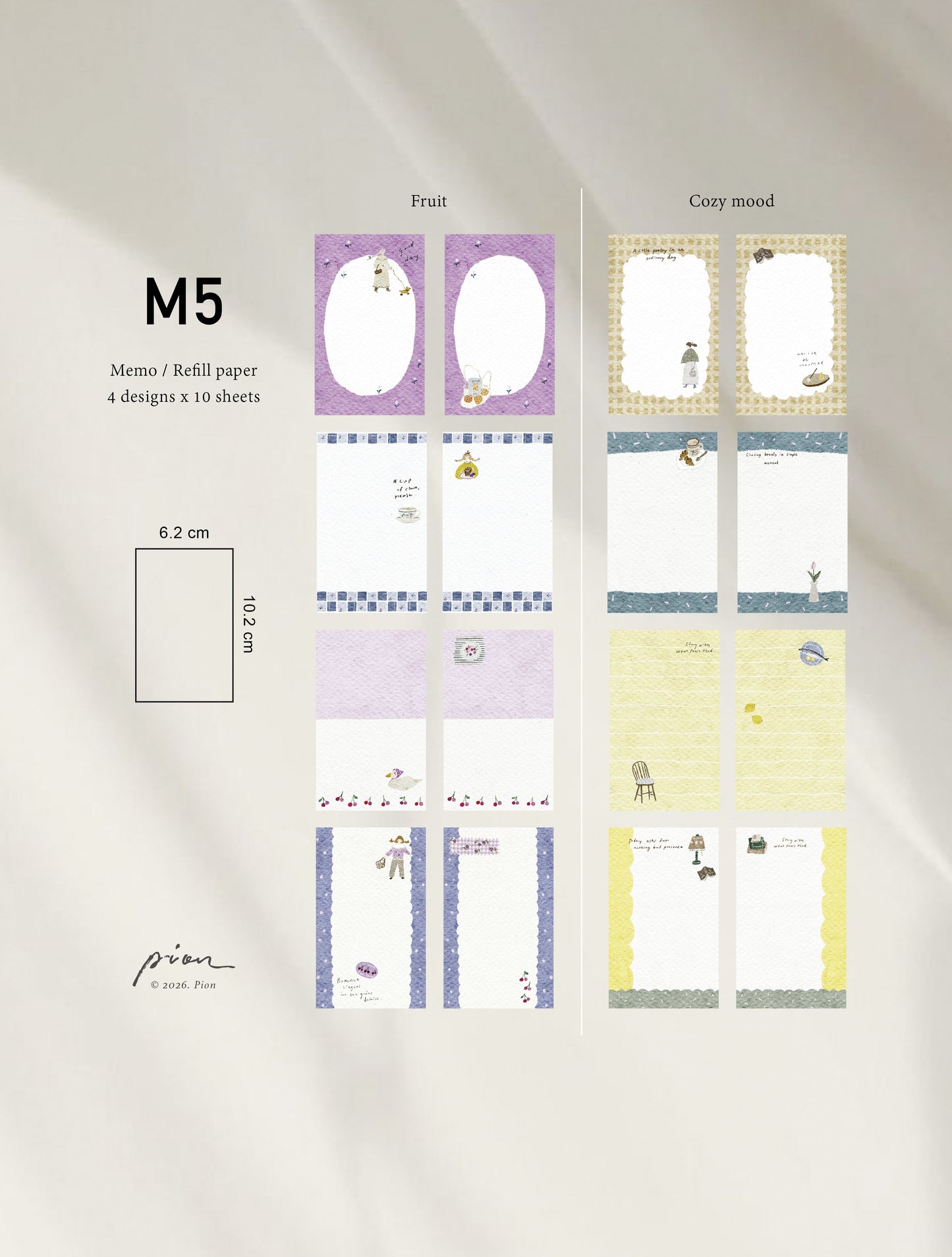 (Stocks In transit) Pion M5 Memo Card | Cozy mood / Fruit