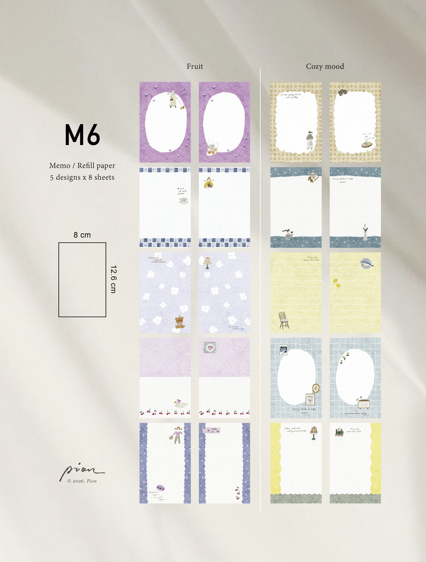 (Stocks In transit) Pion M6 Memo Card | Cozy mood / Fruit