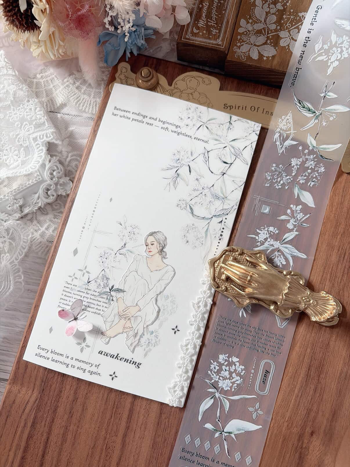 Die-cut Matte PET Tape | Collecting Lily of the Valley (5cm) (Bronzing)