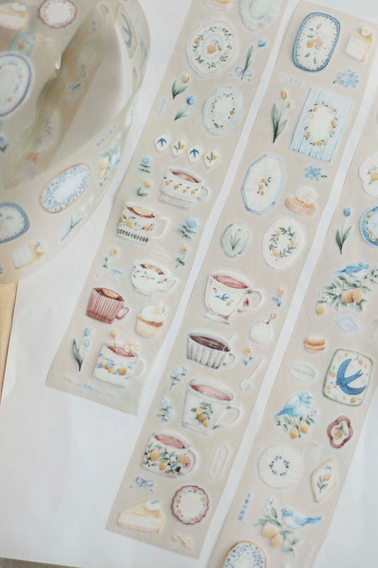 Die-cut PET Tape | Lemon Afternoon Tea (5cm) (with Starry Foil)