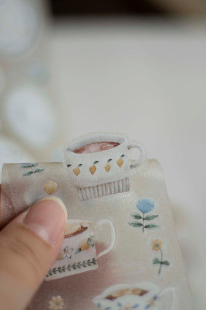 Die-cut PET Tape | Lemon Afternoon Tea (5cm) (with Starry Foil)