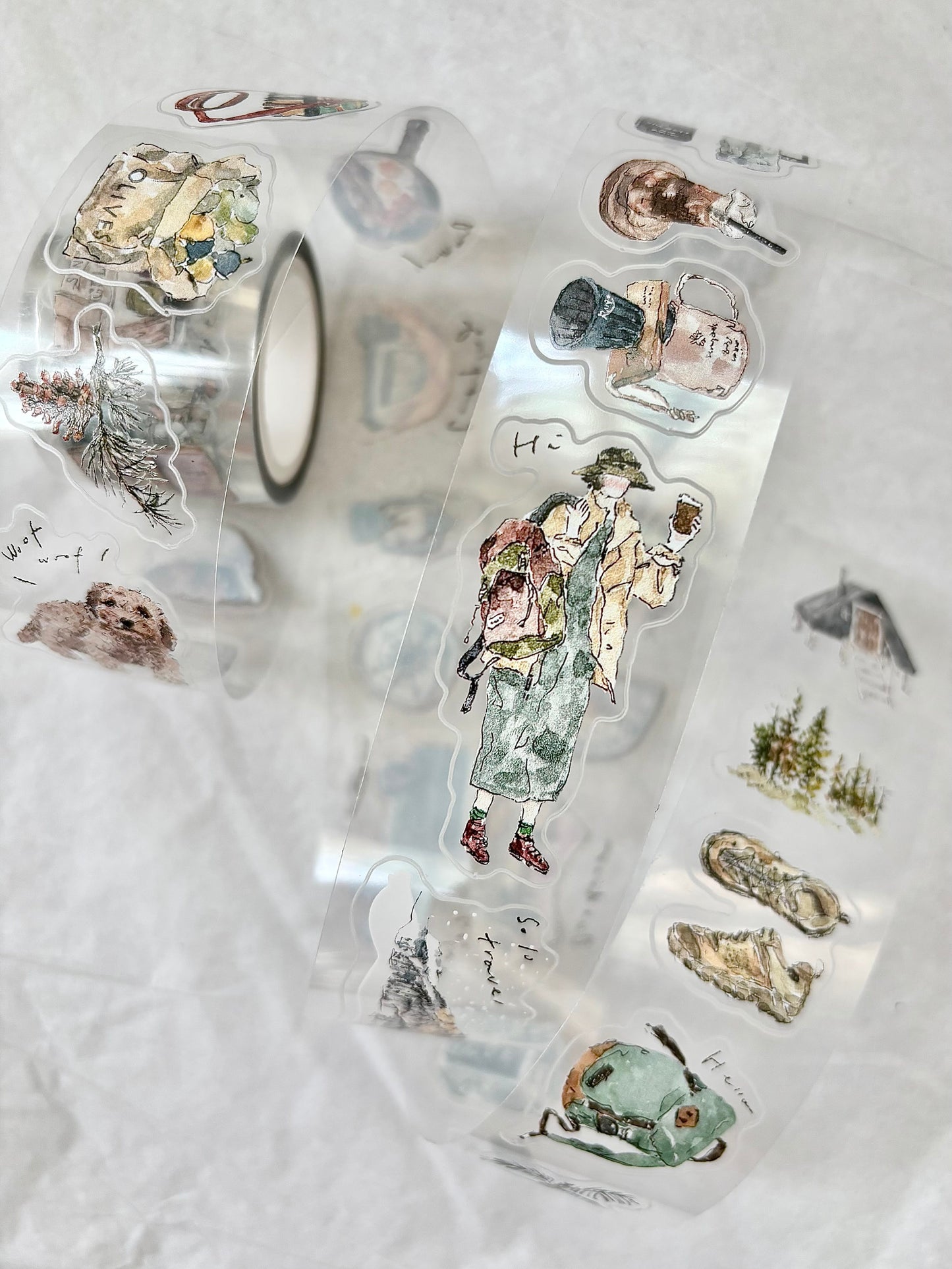 Kiss-cut Glossy PET Tape | Solo travel (3cm)