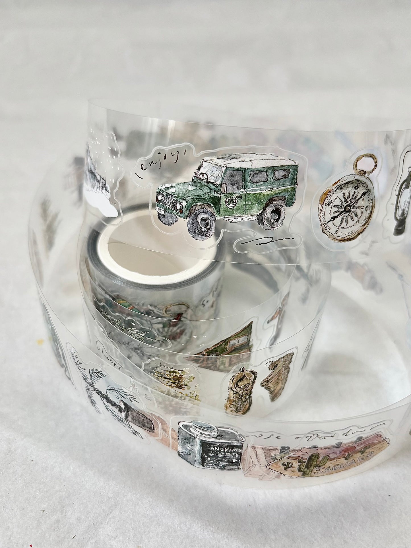 Kiss-cut Glossy PET Tape | Solo travel (3cm)