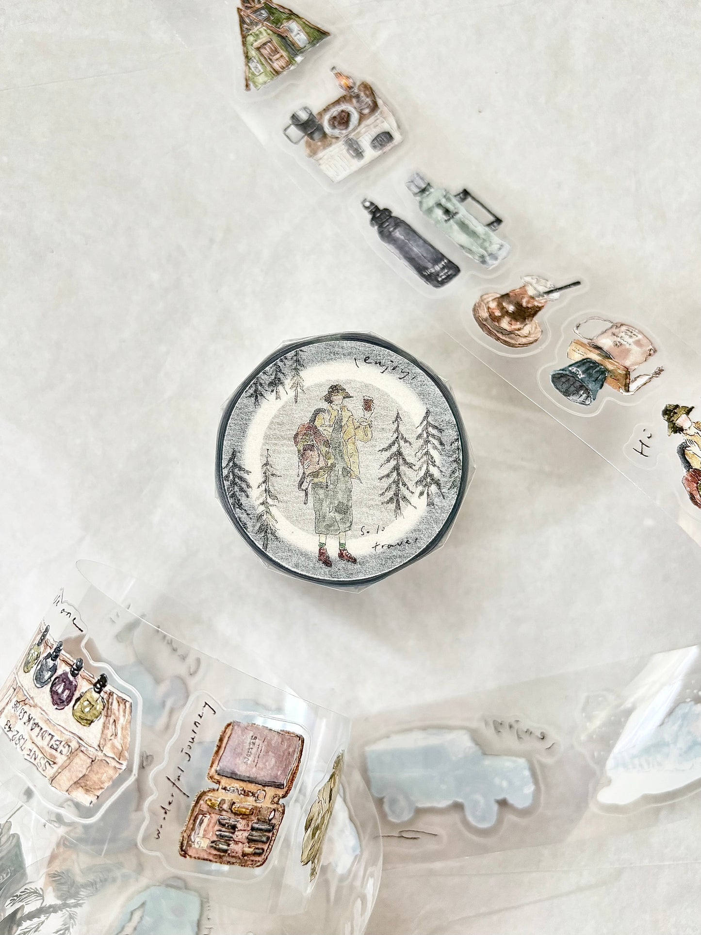 Kiss-cut Glossy PET Tape | Solo travel (3cm)