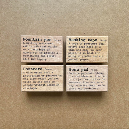 Stamps | Dictionary Series: Memo pad, Fountain pen, Masking tape, Postcard