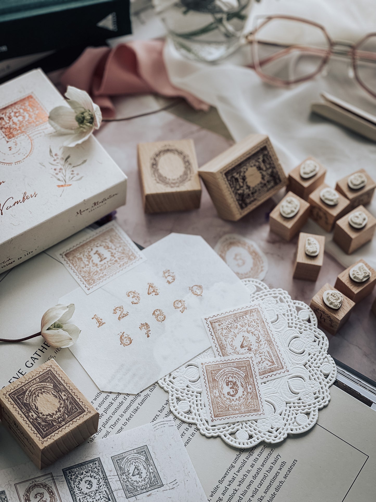 Stamp Set | Stamp Issues in the flower season – Floral Numbers (14 pieces set)