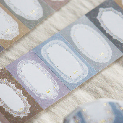 Label Sticker Roll | Whispers of Late Spring – Lace Frame (3cm) (with Gold Foil)