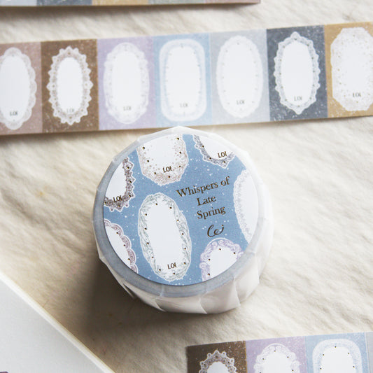Label Sticker Roll | Whispers of Late Spring – Lace Frame (3cm) (with Gold Foil)