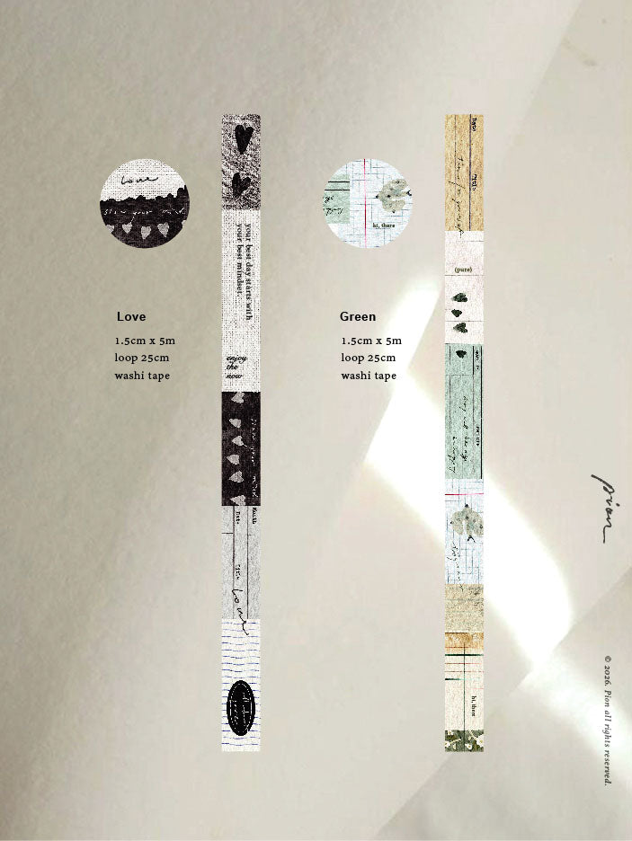 Washi Tape | Love / Green (1.5cm)
